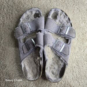 Birkenstock Arizona Big Buckle Shearling Teddy Purple Fog